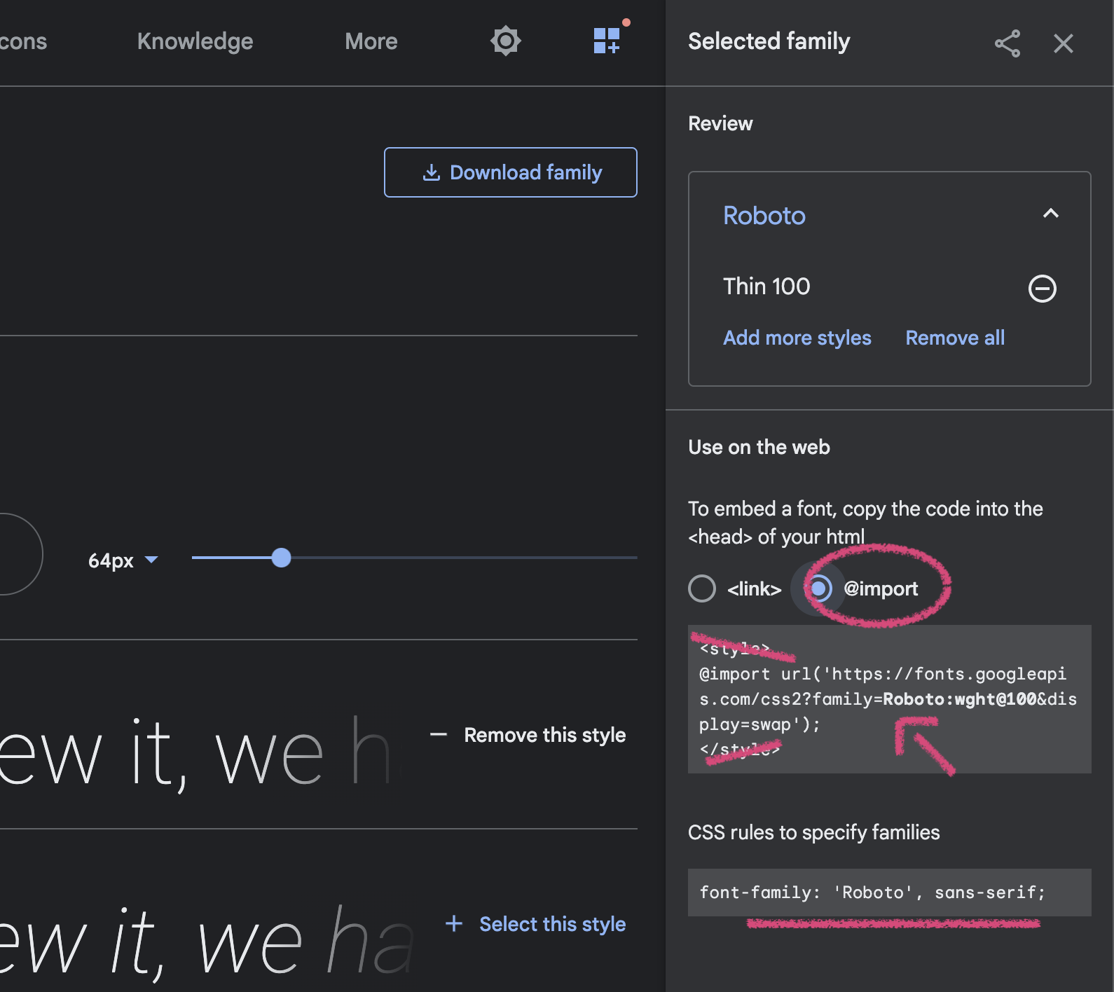 Google font copy