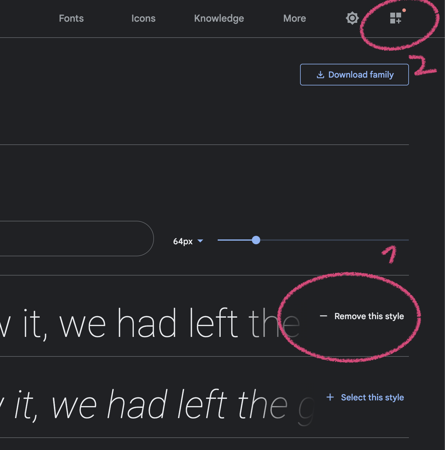 Google font select